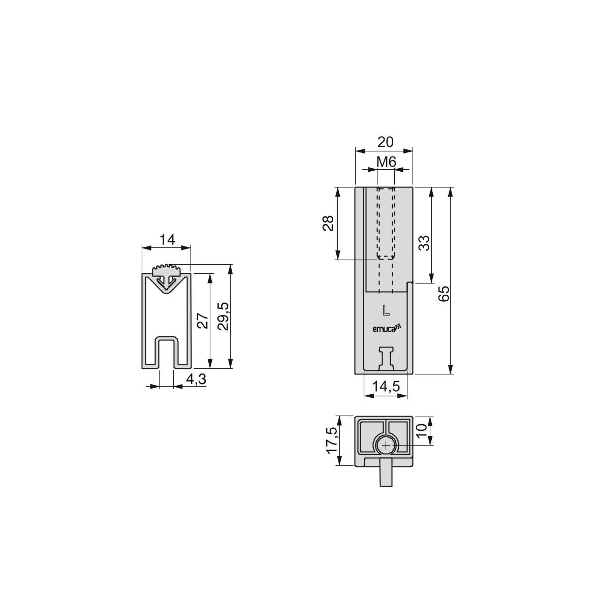 Emuca Kit de barra para armario redonda D. 28, 750 mm, aluminio, Anodizado  mate - Ferretería Campollano