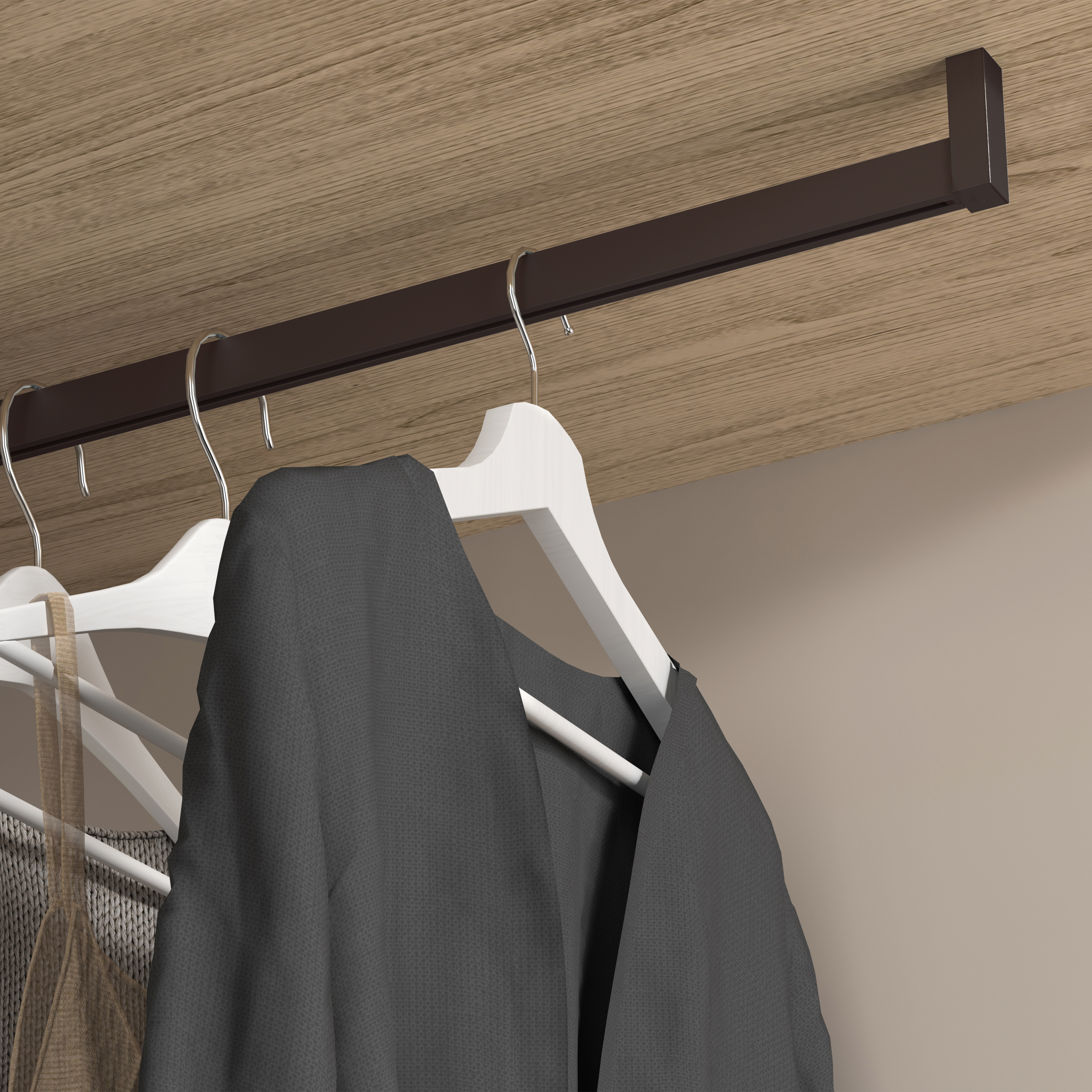 Bastones de armario para colgar ropa, barra de soporte de barra de armario  corta/soporte de armario ovalado de madera con tapas de extremo, 16, 20