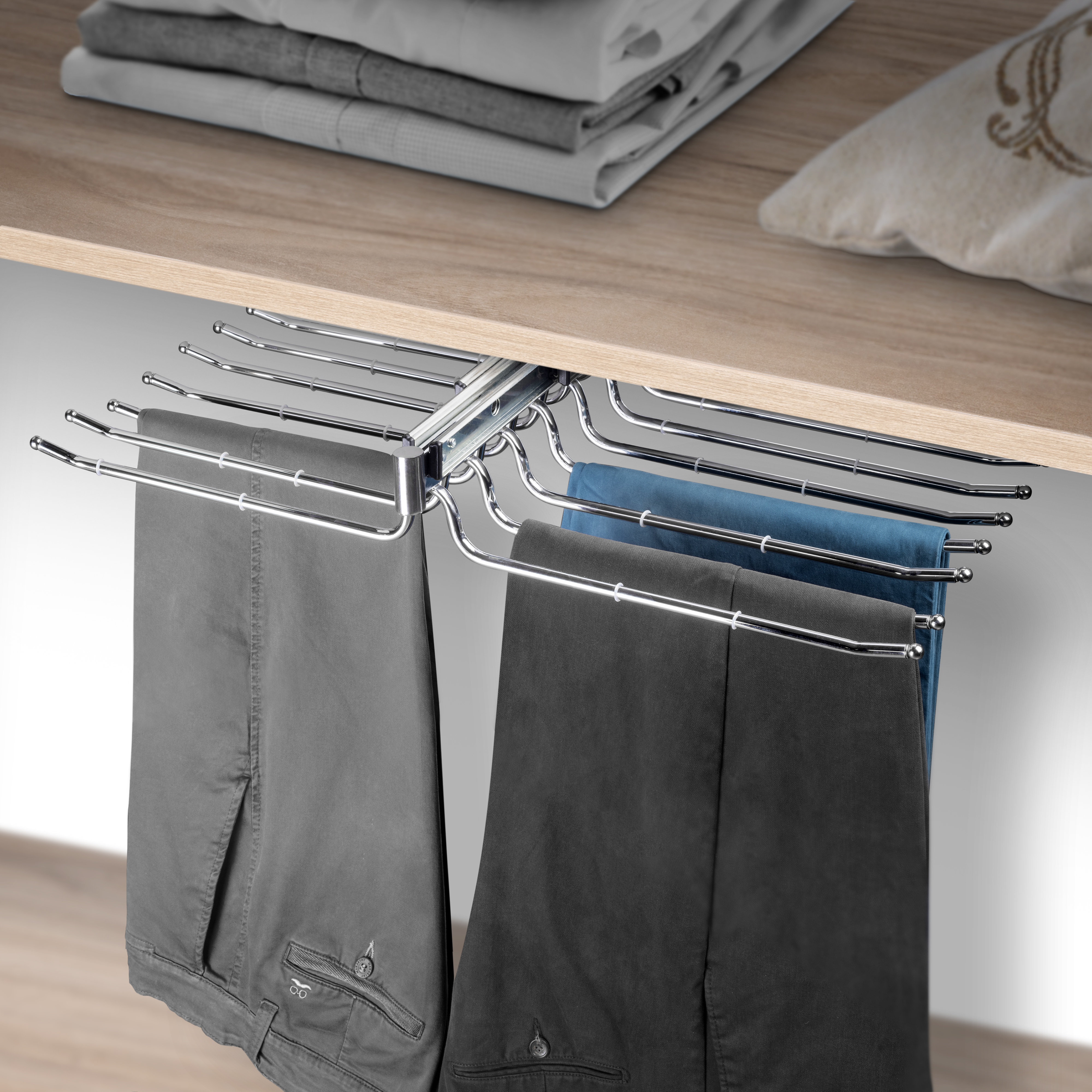 Pantalonero doble extraíble para armario Self, Acero y Plástico