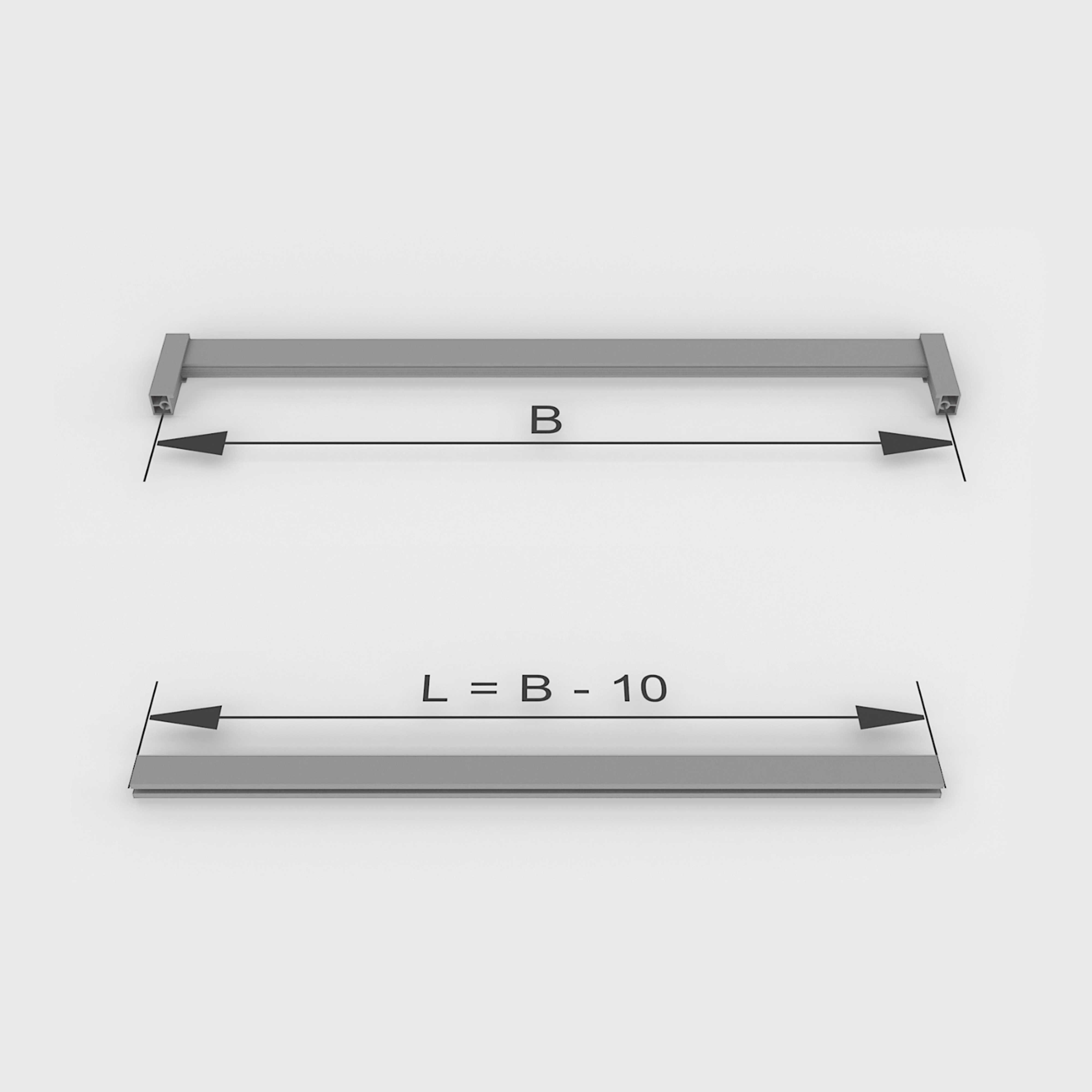 Barra para armario rectangular Luxe, longitud 2.35m, Aluminio, Pintado moka