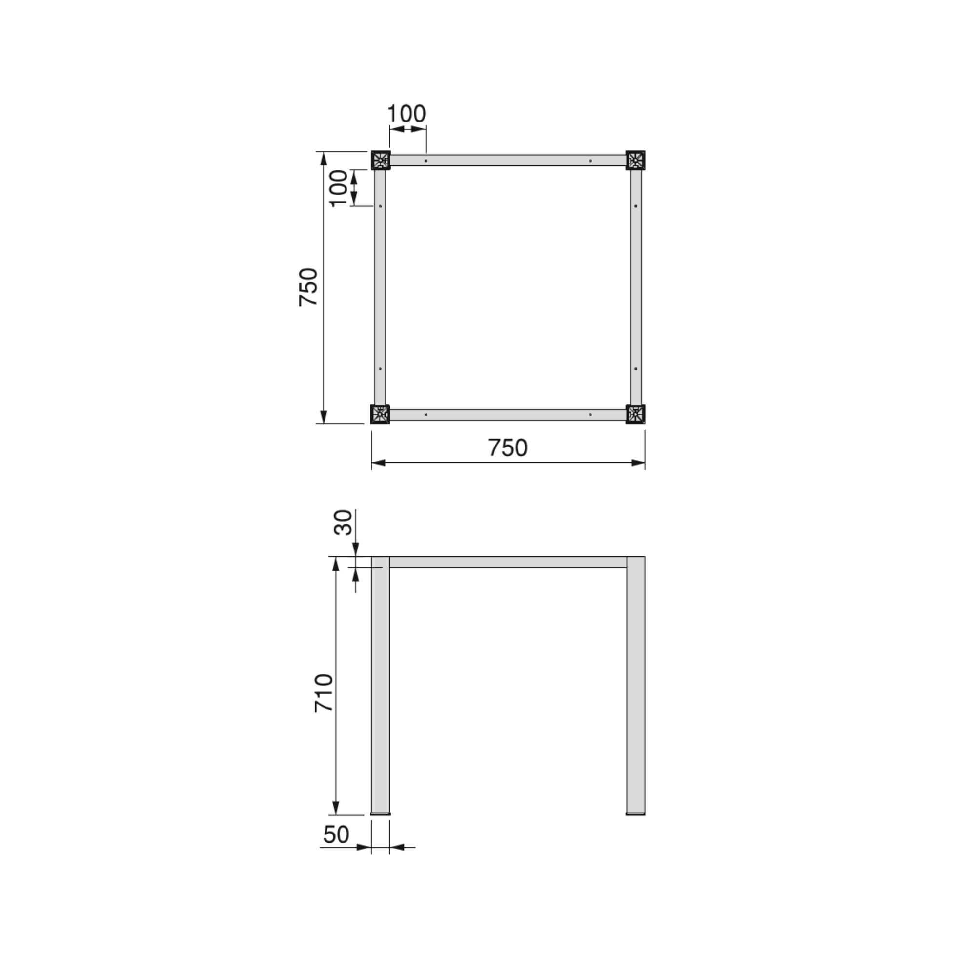 Estructura de mesa 80 cm, estructura de acero inoxidable, 1460 x 710 mm :  : Hogar y cocina