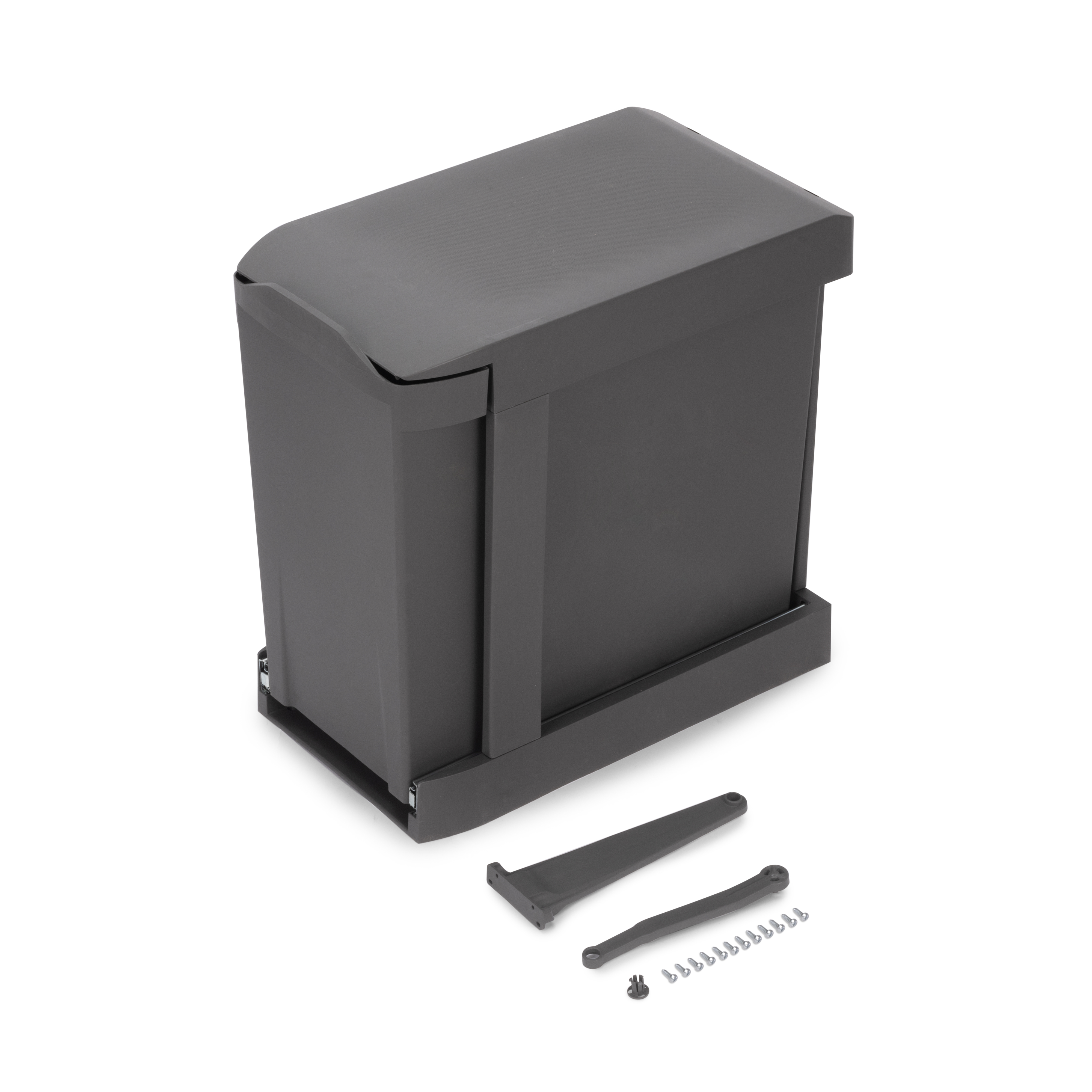 Contenedor de reciclaje para fijación inferior y extracción manual en mueble  de cocina Recycle 1x20litros, Plástico gris antracita
